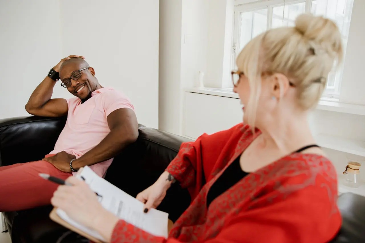 Two people in conversation